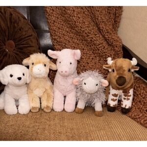 Douglas Cuddle Toys Lot Horse, Goat, Dog, Pig, Sheep, Long Horn Plush Farm